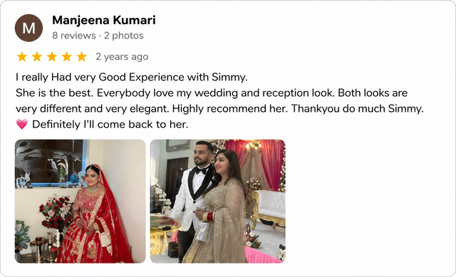 Bride Testimonial & Review 2 - Simmy Kaur Bakshi Luxury Bridal Hair and Makeup