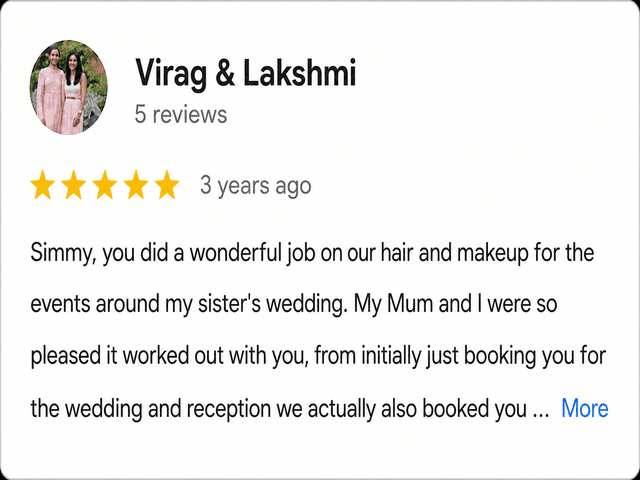 Bride Testimonial & Review 3 - Simmy Kaur Bakshi Luxury Bridal Hair and Makeup